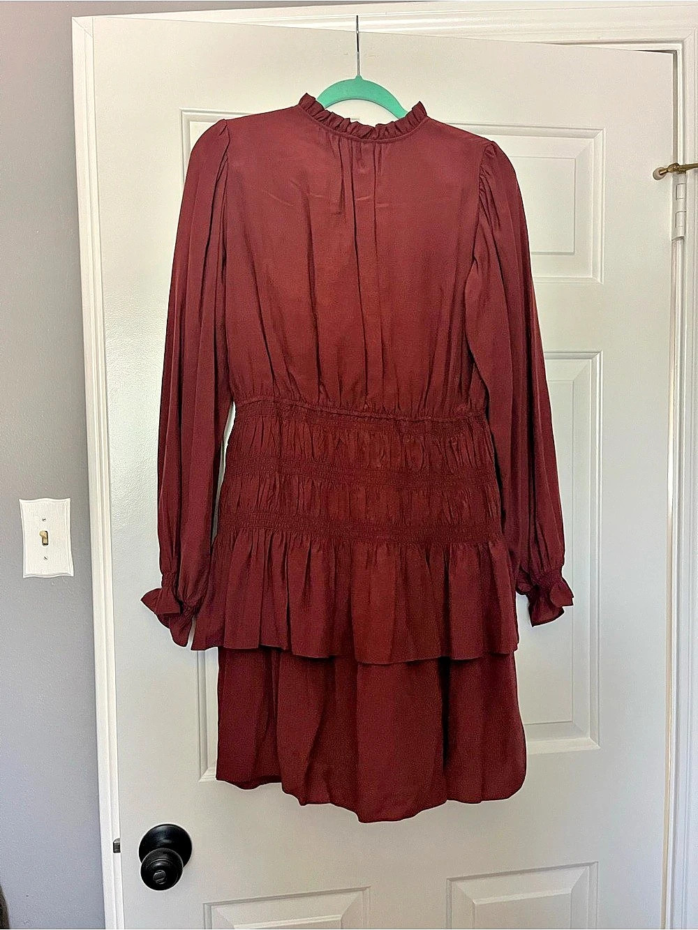 Burgundy Ruffle Mini Dress - Picture 2 of 2